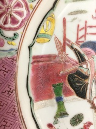 A Chinese famille rose plate with Europeans, Yongzheng (1723-1735)