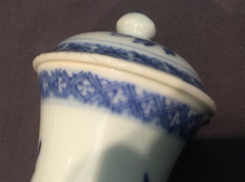 A set of four Chinese blue and white bottomless domes of floral design, Qianlong, 18th C.