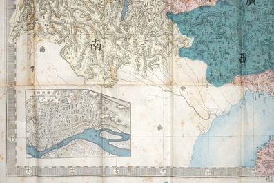 Een grote gedrukte kaart van China en de provincies, ca. 1880