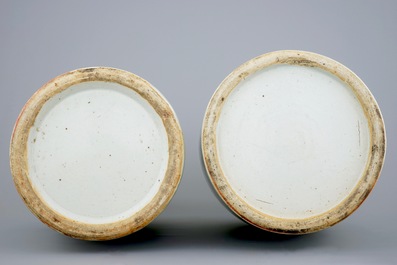 Two Chinese vases with blue and white design on celadon ground, 19th C.