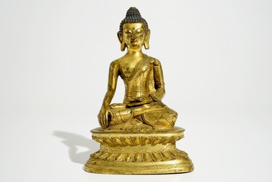 Un mod&egrave;le de Bouddha en bronze dor&eacute;, Chine, 18/19&egrave;me