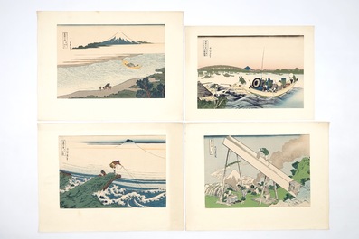 Elf Japanse woodblock prenten, o.a. Hokusai, 19/20e eeuw