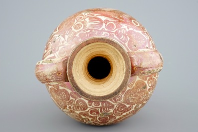 A Hispano Moresque lusterware amphora shaped vase, Spain, 16/17th C.