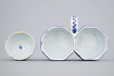 A group of Dutch Delft and French blue and white wares, 18th and 19th C.