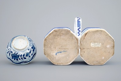 A group of Dutch Delft and French blue and white wares, 18th and 19th C.