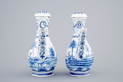 A group of Dutch Delft and French blue and white wares, 18th and 19th C.