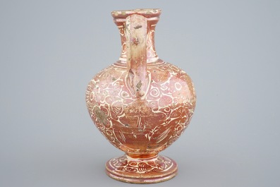 A Hispano Moresque lusterware amphora shaped vase, Spain, 16/17th C.