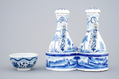 A group of Dutch Delft and French blue and white wares, 18th and 19th C.