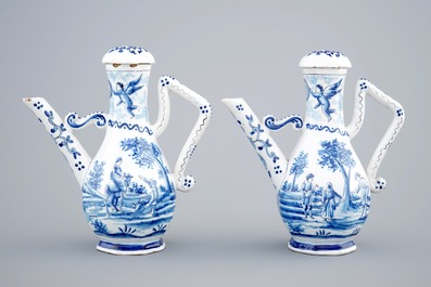 A group of Dutch Delft and French blue and white wares, 18th and 19th C.