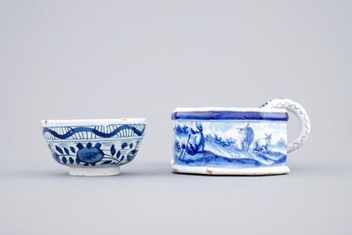 A group of Dutch Delft and French blue and white wares, 18th and 19th C.