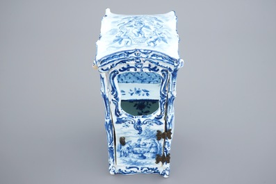 A blue and white model of a sedan chair in Dutch Delft style, France, 19th C.