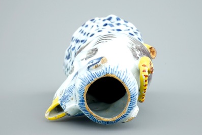 A polychrome Dutch Delft monkey-shaped jug, 18th C.