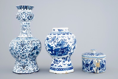 A group of Dutch Delft and French blue and white wares, 18th and 19th C.