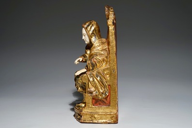 Een beeld van Sint-Anna in verguld en beschilderd hout en ivoor, Zuid-Europa, 17/18e eeuw
