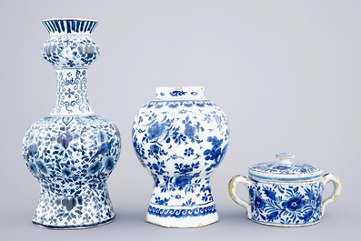 A group of Dutch Delft and French blue and white wares, 18th and 19th C.