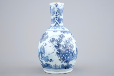 A Dutch Delft blue and white chinoiserie jug, late 17th C.
