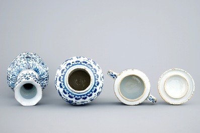 A group of Dutch Delft and French blue and white wares, 18th and 19th C.