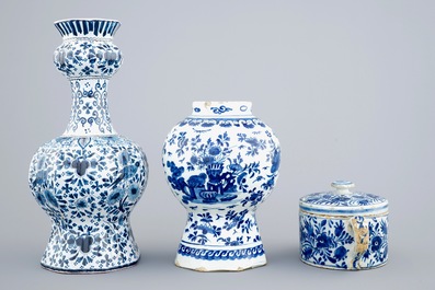 A group of Dutch Delft and French blue and white wares, 18th and 19th C.