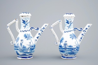 A group of Dutch Delft and French blue and white wares, 18th and 19th C.