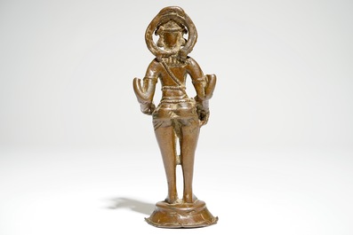 A bronze pilgrimage figure, Northern India, 10-12th C.