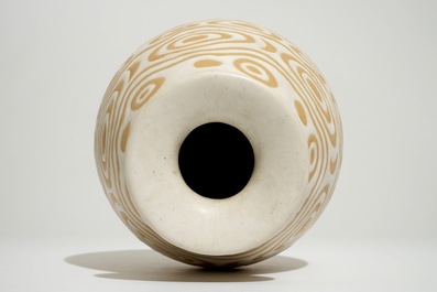 A rare white slip glazed stoneware vase, Charles Catteau for Boch Fr&egrave;res Keramis, ca. 1923