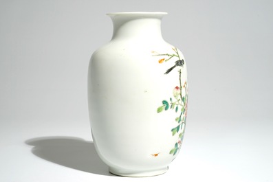 A Chinese famille rose lantern-shaped vase, Hongxian mark and poss. of the period, early 20th C.