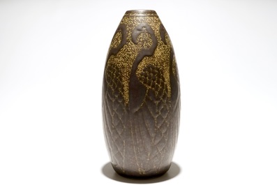 A rare stoneware vase with flamingos, Charles Catteau for Boch Fr&egrave;res Keramis, ca. 1924