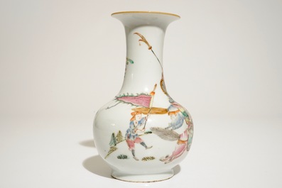 A fine Chinese famille rose warrior vase, 19th C.