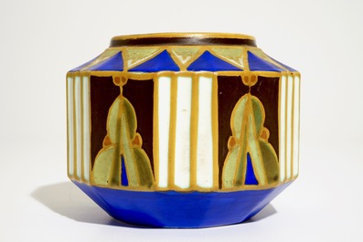 A matte glazed geometric vase prototype, Marcel Bourdon &amp; Charles Catteau for Boch Fr&egrave;res Keramis, ca. 1927
