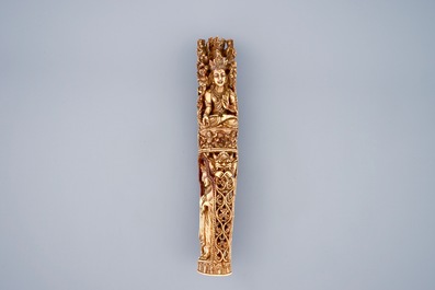 A Burmese lacquered ivory carving, 18/19th C.