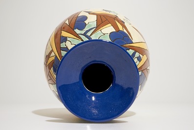 An art deco vase with stylised birds in flight, Charles Catteau for Boch Fr&egrave;res Keramis, ca. 1931