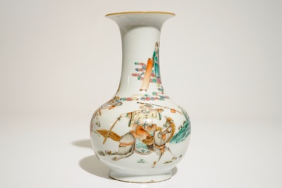 A fine Chinese famille rose warrior vase, 19th C.