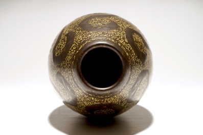 A rare stoneware vase with flamingos, Charles Catteau for Boch Fr&egrave;res Keramis, ca. 1924