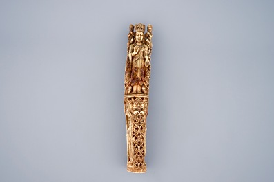 A Burmese lacquered ivory carving, 18/19th C.
