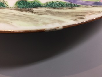 An unusual Chinese famille rose dish painted all-over, Yongzheng