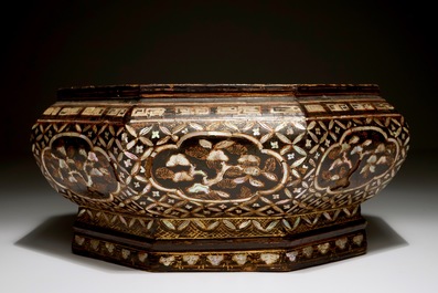 A Chinese lacquer and mother of pearl box, 18th C.