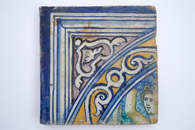 An Antwerp maiolica part tile panel, Franchois Frans workshop, ca. 1550