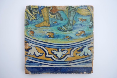 An Antwerp maiolica part tile panel, Franchois Frans workshop, ca. 1550