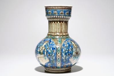An Islamic Qajar pottery bottle-shaped vase, Iran, 19th C.