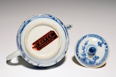 A Chinese blue and white &quot;buffalo riding&quot; teapot, Yongzheng