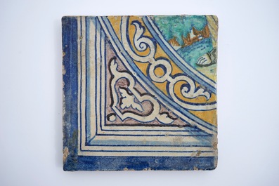 An Antwerp maiolica part tile panel, Franchois Frans workshop, ca. 1550