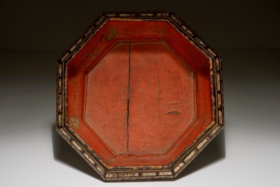 A Chinese lacquer and mother of pearl box, 18th C.