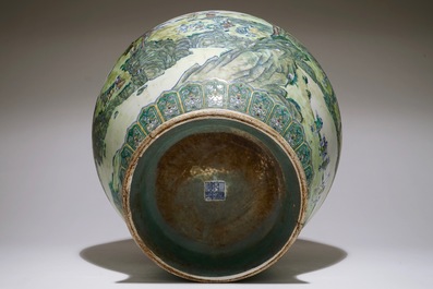 A large Chinese doucai landscape vase, Qianlong mark, 19/20th C.