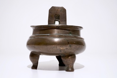A large Chinese bronze tripod &quot;Ding&quot; vessel, Ming