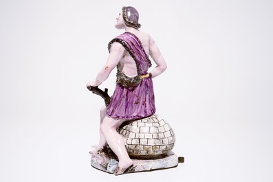 A tall French &quot;faience de l'Est&quot; figure, 18th C.