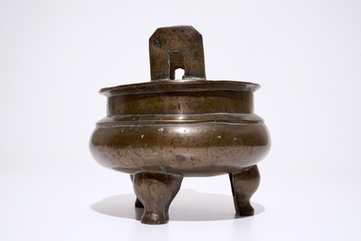 A large Chinese bronze tripod &quot;Ding&quot; vessel, Ming