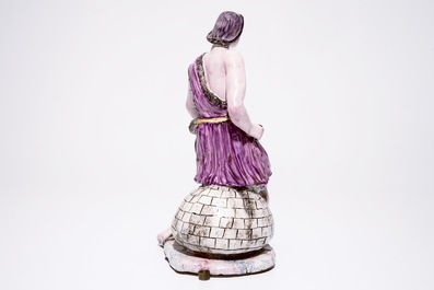 A tall French &quot;faience de l'Est&quot; figure, 18th C.