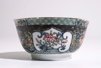 A Chinese famille rose cup and saucer with floral design, Yongzheng