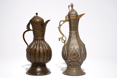 Two large engraved brass jugs, Iran and Central Asia, 17/18th C.