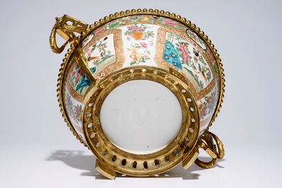 A large Chinese Canton famille rose ormolu-mounted bowl, 19th C.